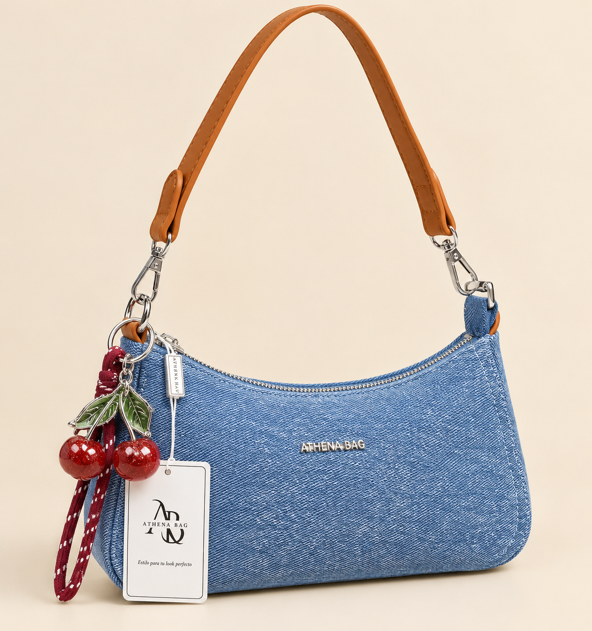 BAGUETTE ATHENA BAG AB37134 - Con Encanto de Cerezas 🍒