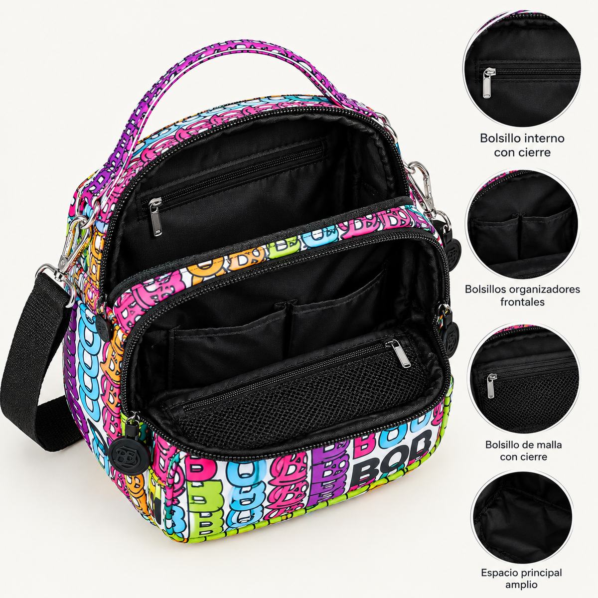 Morral BOBO Dama 1527 Multicolor – Compacto, Versátil y con Múltiples Bolsillos
