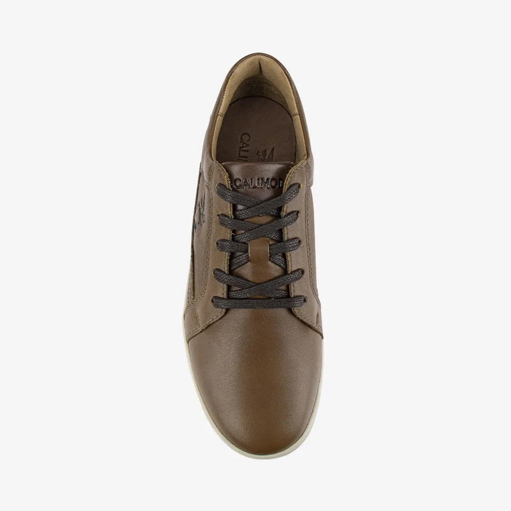 Zapatillas Casuales de Cuero para Hombre Calimod 1UIR001 Tan